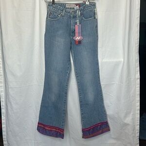 NWT VTG Y2K HYDRAULIC MOM JEANS EMBELLISHED HIPPIE DETAILS ON CUFF SIZE 5 f15